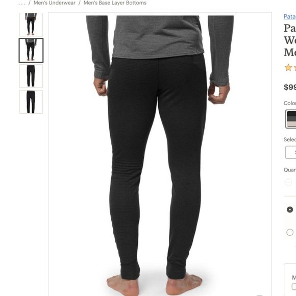 Men's PATAGONIA Capilene® Midweight Bottoms Base Layer Black Size La… - Picture 5 of 9